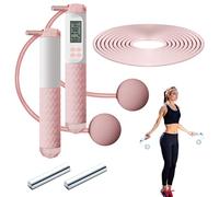 Jorzer Corde a Sauter Sport Corde à sauter pour la corde à sauter de fitness avec comptoir corde à sauter numérique sans cordon avec une corde à sauter sans fil pour les enfants adulte Blanc/Rose
