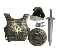 Jorzer Costume de Chevalier pour Enfants 5 pièces/Ensemble d'armure de Chevalier médiéval à Motif Dragon Comprenant Un Casque, Un Bouclier, Une épée, des protège-Poignets et Une Armure pour Le Jeu rô