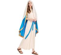 Jorzer Costumes bibliques pour Femmes, Costume Religieux de la Vierge avec Jupe, Cape, Foulard et Ceinture pour Cosplay de Noël, Taille M