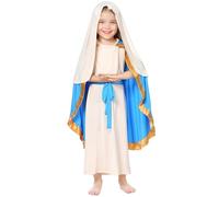 Jorzer Costumes bibliques pour Filles, Costume de Noël de la Vierge Comprenant Une Jupe avec Cape, Un Foulard Blanc et Une Ceinture, Costumes Sainte Religieuse pour Cosplay, S