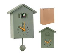 Jorzer Coucoo Corloges Bird Corloge Murale Moderne avec Coucou Art Mural Batterie Corloges électriques Bird House Hanging Watch pour Le Salon Cuisine Bureau Vert