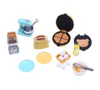 Jorzer Ensemble de Cuisine pour Maison de poupée, 10 pièces/Ensemble, Accessoires Cuisine en Plastique à l'échelle 1:12, Comprenant Un gaufrier, Un Grille-Pain, Support Balance, mixeur pour e