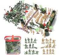 Jorzer Ensemble de Jouets de la Seconde Guerre Mondiale, Ensemble Jeu pour Hommes l'armée armé réaliste, adapté aux bricolages, Comprenant des Soldats Jouets, Un Char, Une caserne et d'autres Figur