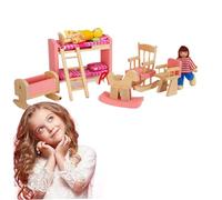 Jorzer Ensemble de Meubles de Maison poupée en Bois à l'échelle 1:12, l'ensemble Meubles Maison poupée en Bois Comprend Un lit superposé avec Une échelle, Une Chaise à Bascule, Chaise Haut