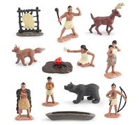 Jorzer Figurines amérindiennes, Ensemble de Figurines de décoration amérindienne Powhatan pour Enfants, éducation Historique, Projet Scolaire, décoration, Jeux Jouets d'anniversaire.