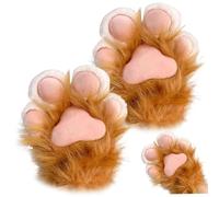 Jorzer Gants de Patte de Chat 1 Paire Mitaines en Peluche à Pattes Fourrure Gants Therian pour Cosplay et Accessoires Déguisement Convention d'Anime Jouets et Jeux Orange Patte Chat