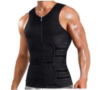 Jorzer Gilet de Sauna pour Hommes, entraîneur de Taille, Double Ceinture, Gilet Sudation pour Hommes, Fermeture éclair, modelant Le Corps, pour la Gym, l'exercice, la Course à Pied, L