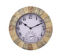 Jorzer Horloge Murale Suspendue Horloge de Jardin extérieur Horloge Murale rétro avec thermomètre et hygromètre étanche Horloge Suspendue pour décoration intérieure 10 Pouces