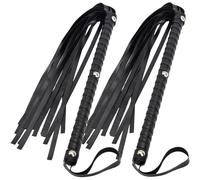 Jorzer Horse Whip 2pcs Black Faux Leather Equestrian 13in Handle Riding Cropt with Suspension Boucle Confortable Grip Training Horse Riding Whip Cadeau
