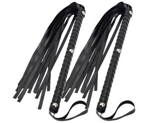 Jorzer Horse Whip 2pcs Black Faux Leather Equestrian 13in Handle Riding Cropt with Suspension Boucle Confortable Grip Training Horse Riding Whip Cadeau