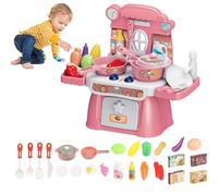 Jorzer Kid Kitchen Playset avec des ustensiles de Cuisine et de la Nourriture, 24pcs Font Semblant Jouer Un Jeu Cuisine pour Enfants avec du Son, la lumière et l'eau pour l'âge 3 Ans Plus