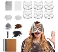 Jorzer Kit de masque de chat, kit masque Therian avec maille d'écran, bandes laine, moustaches chat, tissu en feutre, dents 42 pièces/ensemble vierge à faire soi-même pour fête mascarade d'Ha