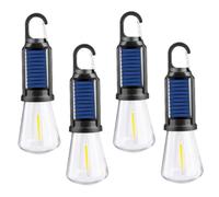 Jorzer La Tente Solaire Allume l'ampoule Solaire LED étanche 4 pièces Lampe Suspendue extérieure portative Rechargeable par USB avec Crochet pour Le Camping randonnée Sac à Dos d'urgence.