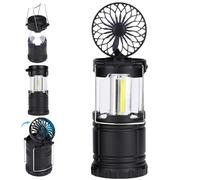 Jorzer Lanterne de camping à DEL avec ventilateur pliable, 8,6 x 25,6 cm, lumières LED silencieuses, à piles avec crochets pour extérieur