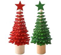 Jorzer Lot de 2 mini sapins de Noël en bois - 8,1 x 18,5 cm - Mini pour maison, étagère, cheminée, table, rebord de fenêtre, décoration de fête