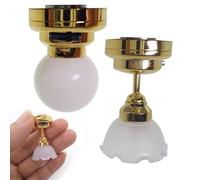 Jorzer Lumières de Maison de poupée réaliste 1/12, plafonnier Miniature, lumières Maison poupée à Piles, 2 Mini Lampes LED avec Interrupteur Marche/arrêt pour 1/6, /12, Jouets et Jeux Simulation d