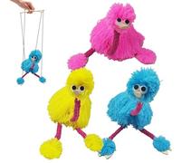 Jorzer Marionnettes marionnettes en Fil d'autruche avec Ficelle, marionnette à Cordes d'oiseau colorée, 3 pièces en Peluche, interactives Parent-Enfant, Jouets éducatifs pour Enfants, Jouets E