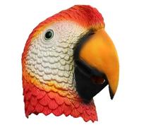 Jorzer Masque d'oiseau, masque de perroquet rouge, costume de perroquet, tête d'oiseau réaliste en latex, costume fête 'Halloween pour adultes et enfants