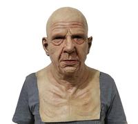 Jorzer Masque Vieil Homme réaliste Masque de Latex Chauve réaliste One Taille Halloween Effrayant Effrayant avec des Trous de Ventilation Face aux Rides pour la fête Cosplay d'halloween