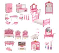 Jorzer Meubles de Maison de poupée 4 Ensembles Meubles Maison poupée Miniatures réalistes pour Chambre à Coucher, Salle Bain, Cuisine et Salon, Accessoires Bricolage pour Faire Semblant