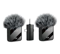 Jorzer Microphones sans Fil, Microphone Cravate avec Suppression du Bruit Microphone 3, 5 mm Pack de 2 Mini Micro à Affichage LED pour Interview, ASMR, vidéo et podcasting Musical_Instruments.