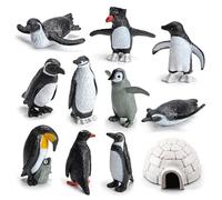 Jorzer Mini Pingouins Jouets Ensemble réaliste réaliste Maison de Glace Jouet 11 pièces en Plastique Figurine Animale Playset Miniature Pingouins Figurines modèle