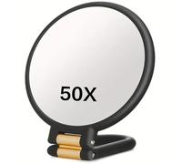 Jorzer Miroir grossissant 50X, Miroir de Maquillage grossissant Double Face avec poignée réglable à 360°, Support Mural/Conception de Table pour Le Maquillage.
