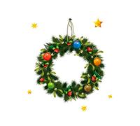 Jorzer Papier peint de Noël Stickers muraux de Noël Couronne en rotin Motif flocons de neige Décoration créative Autocollants de fenêtre Fond