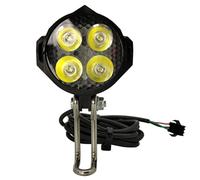 Jorzer Phare Avant pour vélo électrique, Phare Avant en Plastique Brillant et sûr avec klaxon, 4 lumières et connecteur 3 Broches, éclairage étanche pour l'extérieur