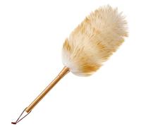 Jorzer Plumeau en laine pour nettoyage de 50,8 cm en laine d'agneau statique moelleuse avec poignée en bois, outils pliables et lavables pour ventilateur de plafond, fenêtre