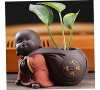 Jorzer Pot de Fleurs Pots de Plantes Pot Fleurs en céramique d'extérieur en céramique Sculpture décorative Moderne Ornements pour Animaux Compagnie Petite Statue Bouddha Figurine Moine Déco