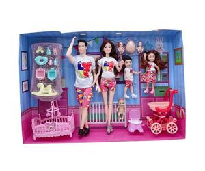 Jorzer Poupée familiale, poupée Enceinte à articulations Mobiles avec bébé dans Le Ventre, Ensemble de 5 Papas et 2 Enfants pour l'éducation et Accessoires de Maison, Jouets Jeux.