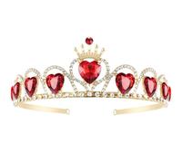 Jorzer Red Heart Tiara Descendants Costume Coiffure Reine de Coeurs Gold Crown pour Filles Adolescents Halloween Parties Bijoux