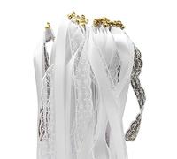 Jorzer Ruban Baguette de Mariage Streater Ruban avec Bell Lace en Dentelle Baguette de fée pour Le Mariage Anniversaire de Mariage décor 10pcs Blanc