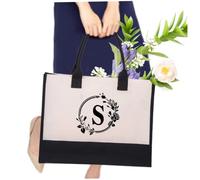 Jorzer Sac fourre-Tout sur Toile Femmes Totes Totes Sac à Main d'épaule Sac-Cadeau personnalisé pour Le Mariage Gift Gift Canvas Beach Sac pour Femmes Cadeaux S Lettre