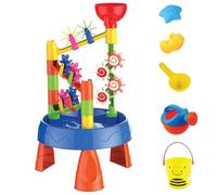 Jorzer Table à Eau pour Enfants 32 pièces/Ensemble Table de Sable et d'eau vibrante Arrondie d'été avec Roue et Entonnoir de Sable Jouet bac à Plage sensoriel pour garçons Filles Jouets Jeux