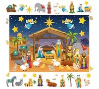 Jorzer Tableau d'histoire en Feutre Crèche de Noël Tableau en Feutre pour Enfants Crèche de Noël Ensembles Nativité pour Les Tout-Petits Décoration Murale intérieure.