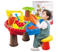 Jorzer Toddler Niveau à Eau Table de Sable 4-en-1 Sable et Eau Play Play Table Kids 17.7X.13.8 '' Clipine à avec Accessoires de Jeu bac pour l'activité extérieure Forme Ronde