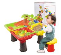 Jorzer Toddler Water Table 17.7X.13.8 '' 4-en-1 Table de Jeu de Sable et d'eau avec Accessoires Jeu Sandbox pour l'activité extérieure Forme carrée pour Les Tout-Petits 3-5