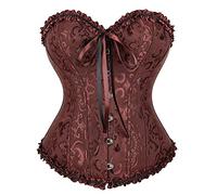 Josamogre Brun Corset Bustier Femme Sexy Top Corsets a Lacets Push Up Gothique Floral Lingerie Vintage Grande Taille L