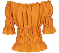 Josamogre Chemisier Medieval Femme Grande Taille Renaissance Bouffant Manches Courtes Gothique Vintage Élégant Sexy Victorien Halloween Jaune XL