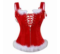 Josamogre Corset Bustier De noël Le père noël de Soirée Poilue Partie Top Grande Taille Femme Sexy Rouge l