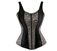 Josamogre Corset Bustier Femme Sexy Top Bandoulière Basquesr Fermeture Éclair Gothique Vintage Gris XS