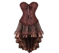 Josamogre Corset Bustier Jupe Femme Robe Dentelle Fleurs Gothique Lingerie Vintage Drsss Serre Taille Brun Pirate L
