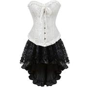 Josamogre Corset Bustier Jupe Femme Robe Dentelle Fleurs Gothique Lingerie Vintage Drsss Serre Taille Blanc Noir L