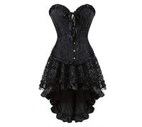 Josamogre Corset Bustier Jupe Femme Robe Dentelle Fleurs Gothique Lingerie Vintage Drsss Serre Taille Noir L