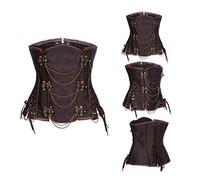Josamogre Corset Bustier Steampunk Femme Sexy Pirate Gothique Deguisement Top Lingeries Grande Taille érotique Brun L