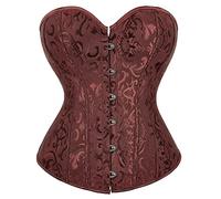 Josamogre Corset Femme Bustier Sexy Top Lacets Dentelle Floral Gothique Vintage Deguisement Halloweenn Brun M