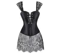 Josamogre Corset Femme Jupe Lacet Sexy Lingerie Gothique Vintage Robe avec Dentelle Victorien Grande Taille Noir 7XL