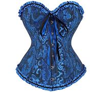 Josamogre Corset Sexy Top Femme Bustier Lace Gothique Dentelle Floral Vintage Grande Taille Bleu L